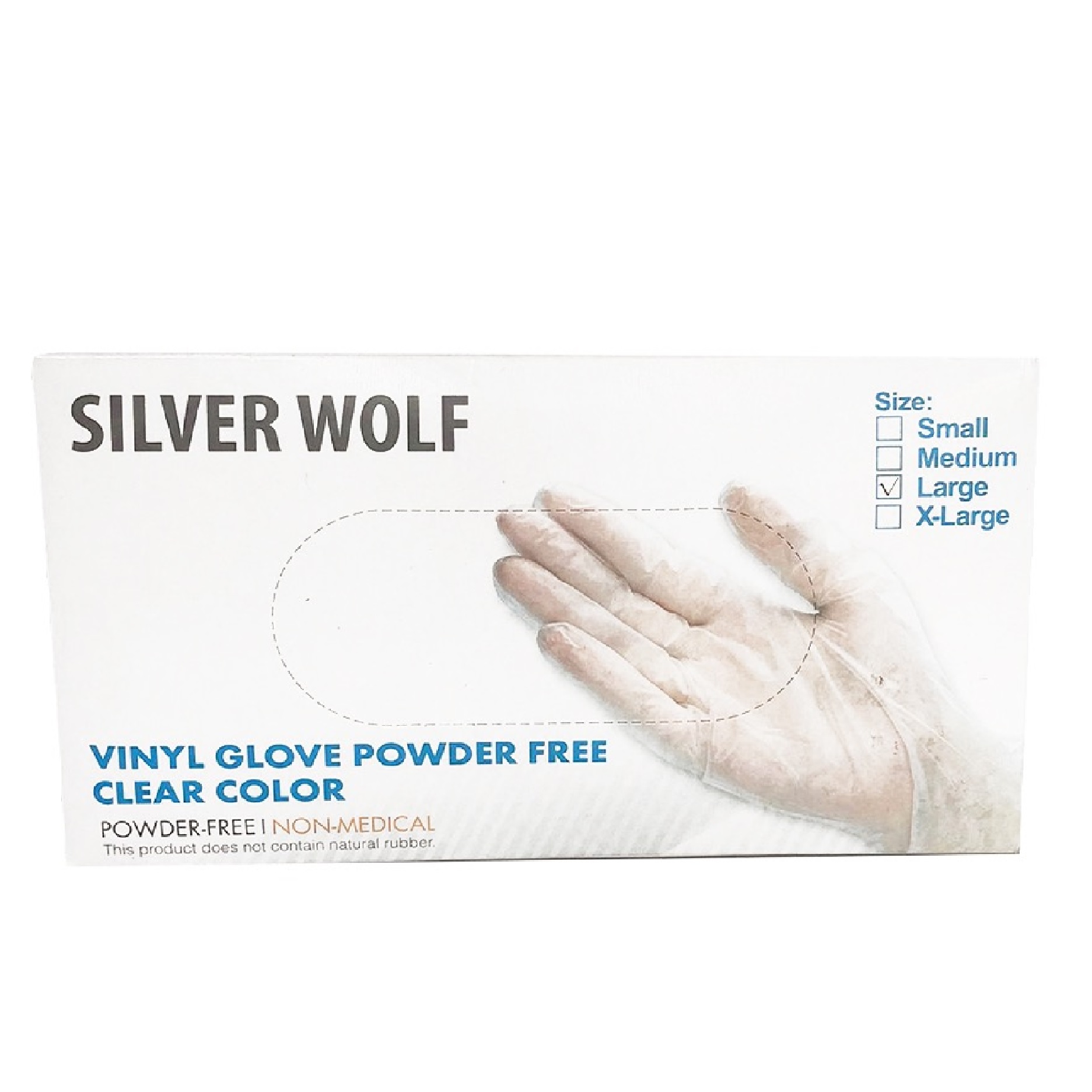 Silver Wolf Disposable Vinyl Glove Powder Free 100PC/Box